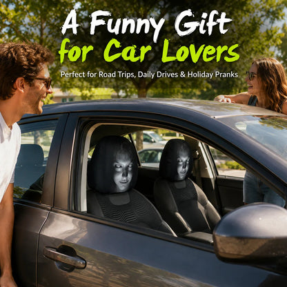 🔥LAST DAY SALE 49% OFF-😆Funny Cartoon Car Headrest Covers – 2PCS Universal Fit 🚗