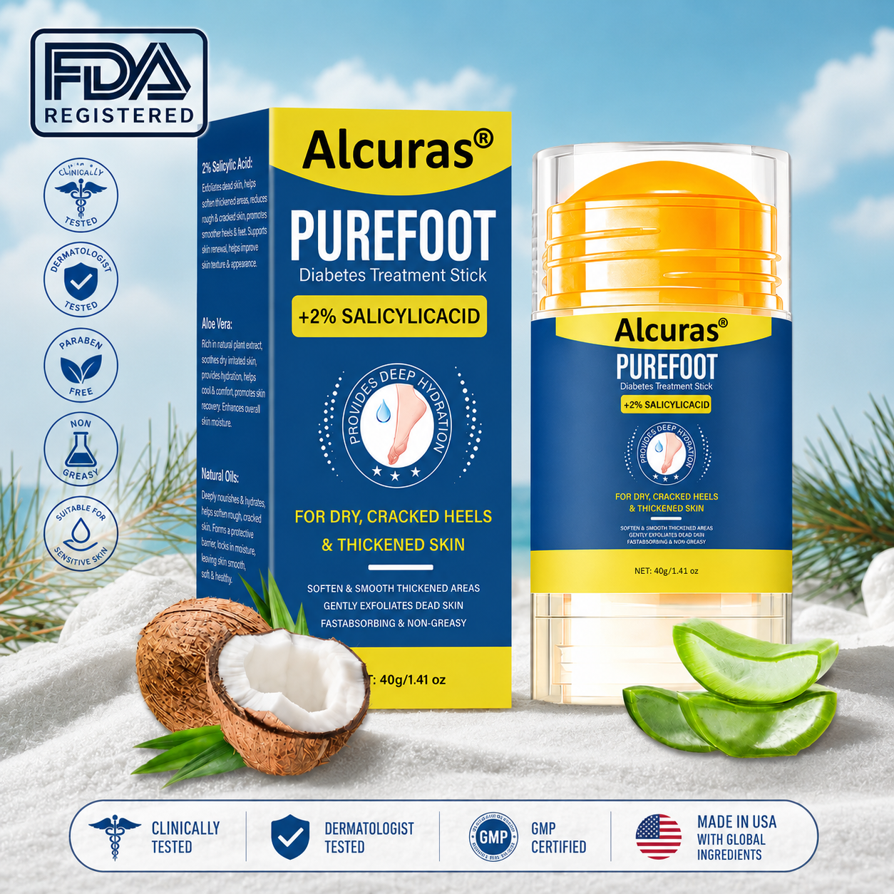 Last Day 49% OFF🔥Alcuras® Pure Foot Diabetes Treatment Stick