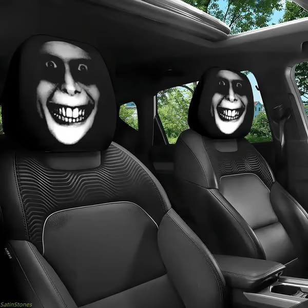 🔥LAST DAY SALE 49% OFF-😆Funny Cartoon Car Headrest Covers – 2PCS Universal Fit 🚗