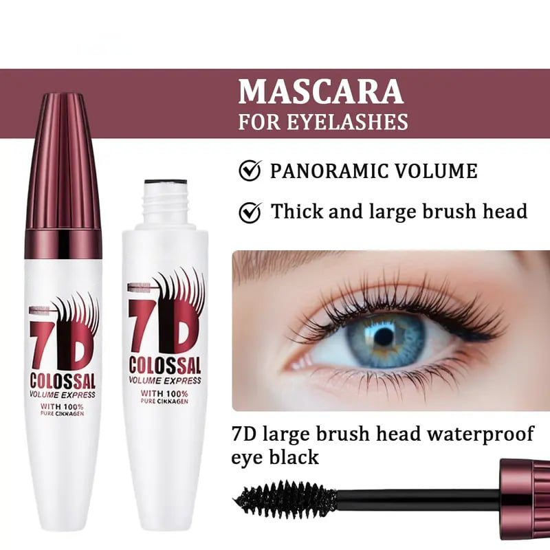 Alcuras® 7D Waterproof Mascara - 24H Long Lasting Volume & Curl, Smudge-Proof Lift for Natural False Lash Look