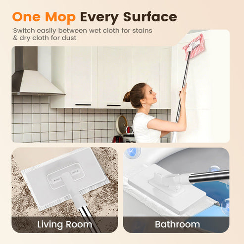 🧹Now only 49% off!💥Disposable Dust Mop with 4 Reusable Cloths