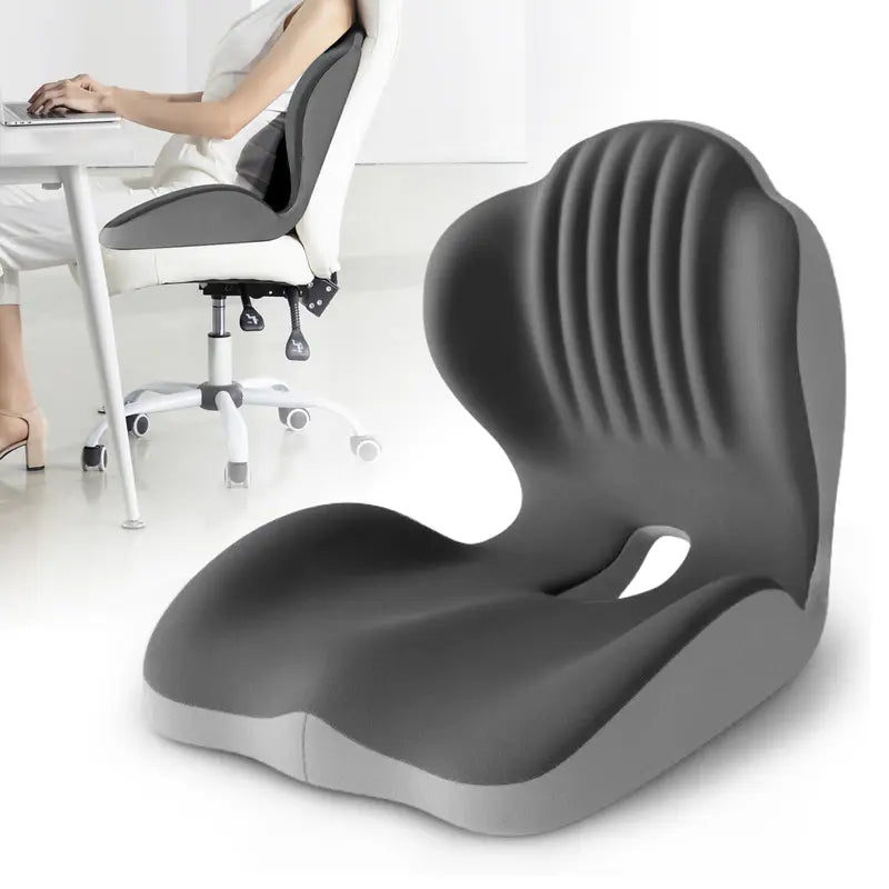 Ergonomic Memory Foam Seat Cushion with Lumbar and Back Support, Relieves Back Pain, Reduces Pressure