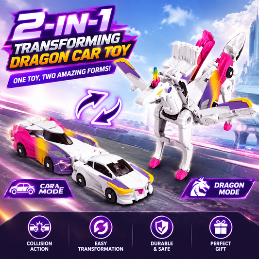 Christmas Special ✨ 2-in-1 Transforming Dragon Car Toy with Collision Action