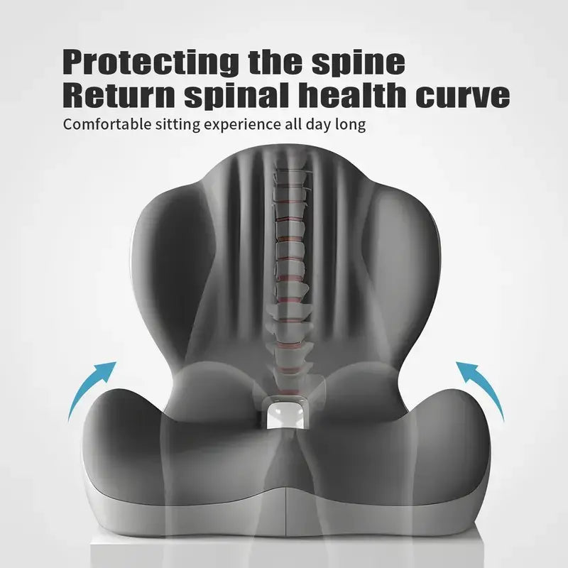 Ergonomic Memory Foam Seat Cushion with Lumbar and Back Support, Relieves Back Pain, Reduces Pressure