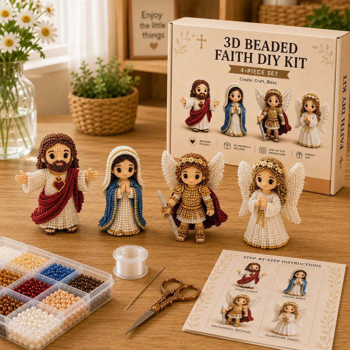 🔥 Last Day 49% OFF - Tiny 3D Beaded Faith & Angel DIY Kit✨🕊️