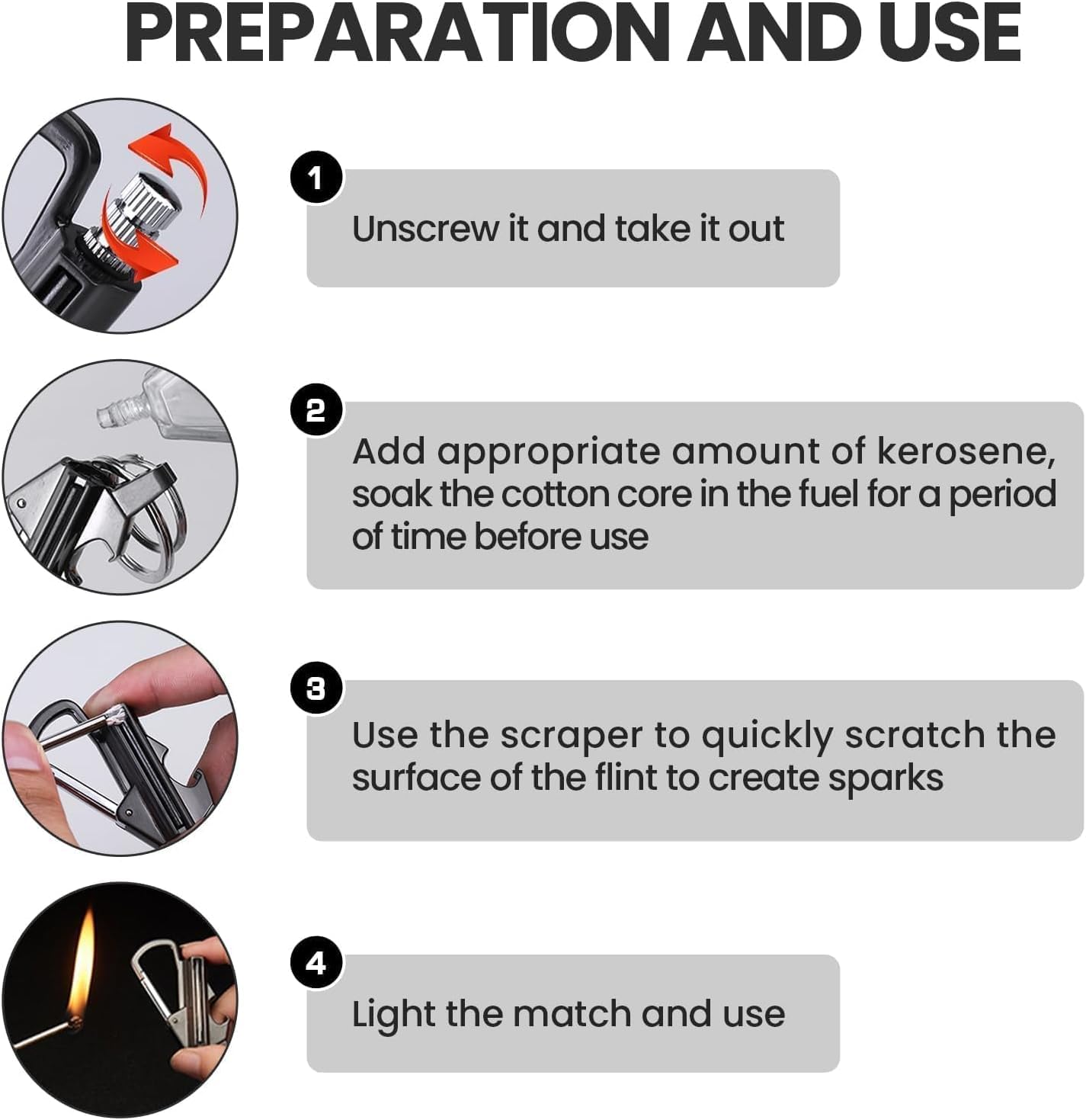 3-in-1 Permanent Match & Carabiner Keychain