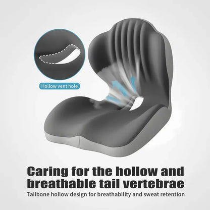 Ergonomic Memory Foam Seat Cushion with Lumbar and Back Support, Relieves Back Pain, Reduces Pressure