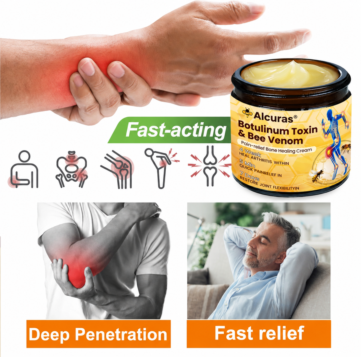 ✨Official Flagship Store✨Alcuras® Botulinum Toxin & Bee Venom Pain-Relief Bone Healing Cream