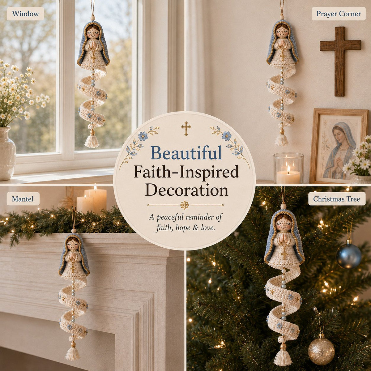 🔥Last Day 50% OFF -✝️DIY Crochet Blessed Mother Spiral Hanging Ornament Kit
